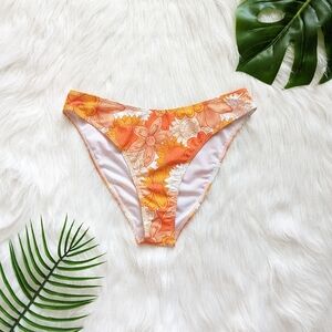 Orange and white floral bikini bottom size S M L